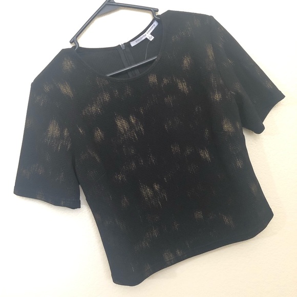 COLLECTIVE CONCEPTS Large (fits small) Short Sleeve Knit Top Black NWOT - Picture 1 of 12